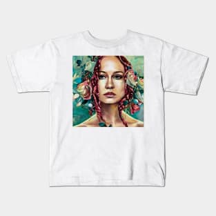 Lady with roses Kids T-Shirt